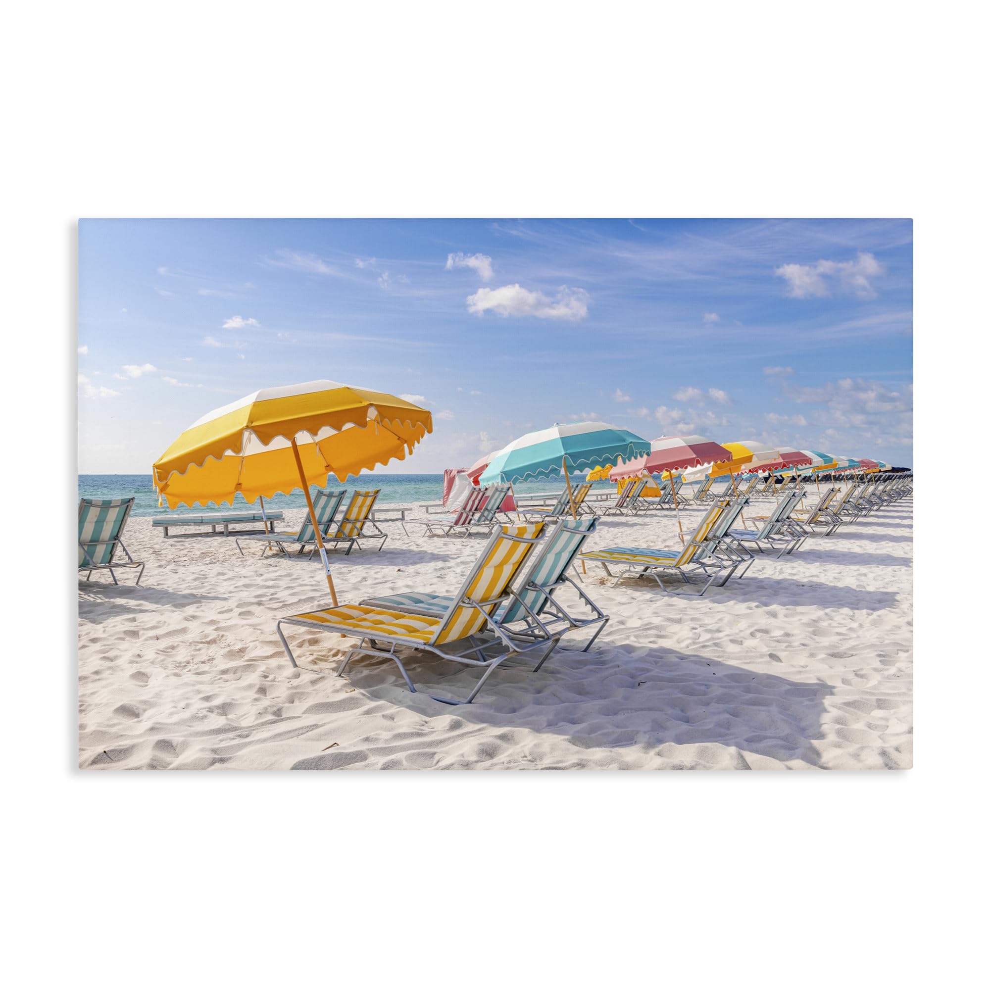 Stupell Industries Unframed Striped Umbrellas Sunny Beach, 24 X 36 Inch Canvas Wall Art