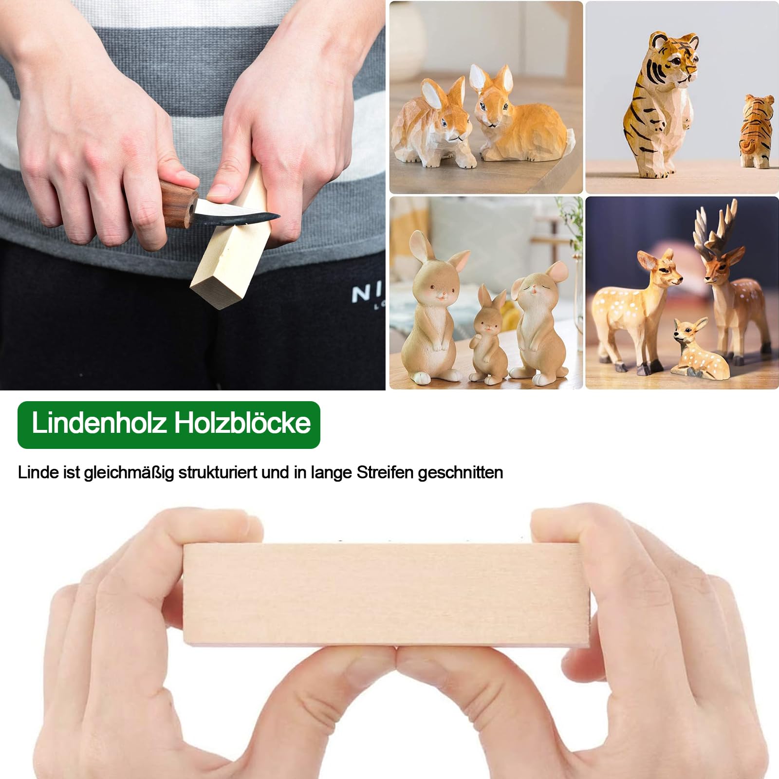 Blocs De Bois De Tilleul Pour Sculpture - Lot De 3 - 20 X 10 X 3 Cm - Non Traité, Lisse - Idéal DIY, Travaux Manuels