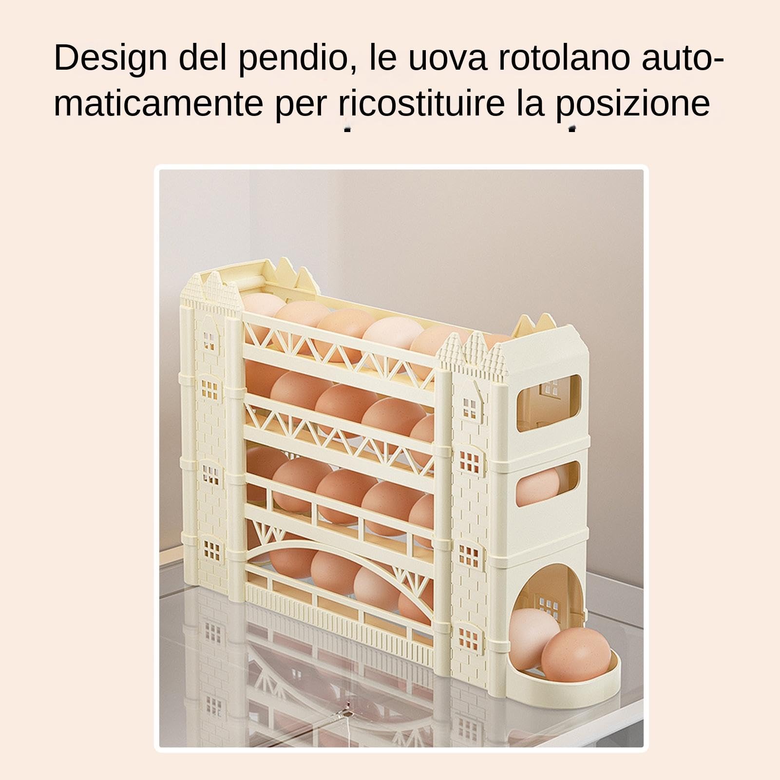 Portauova Frigo 30 Uova - Scorrimento Automatico, Design Compatto, PP Qualit&agrave;, Bianco, Nuovo 2024