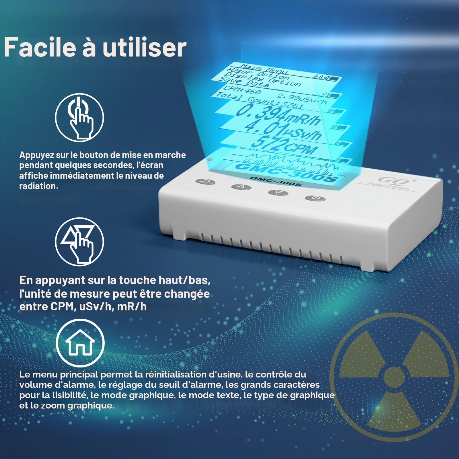 GQ GMC-300S Digital Nuclear Radiation Detector Monitor Meter Geiger Counter Radiation Dosimeter