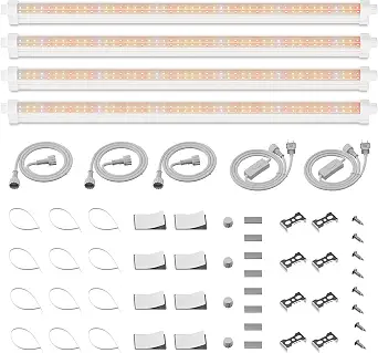 Spider Farmer 2FT T5 LED Grow Lights for Indoor Plants, 4-Pack, Full Spectrum, 80W, IP65 Waterproof
