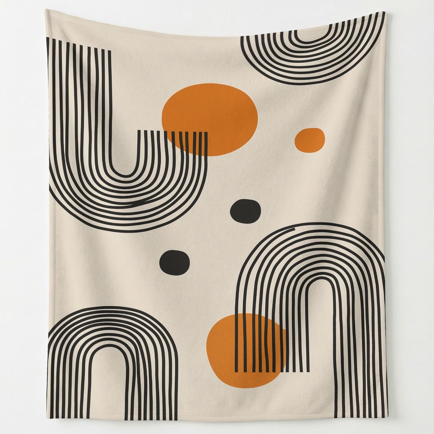 Manta de franela de 130 x 150 cm nórdico abstracto con geometría y líneas para sofá cama