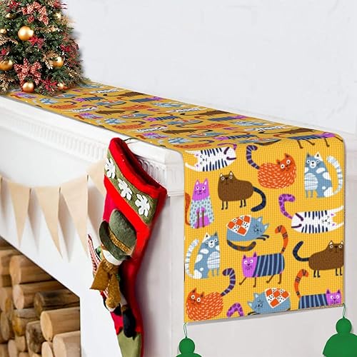 Miniatura 6 de Cats Scandinavian Style Christmas Table Runner Dining Table Decor Christmas Decorations Indoor Home Decor Christmas Table Runners Xmas Navidad