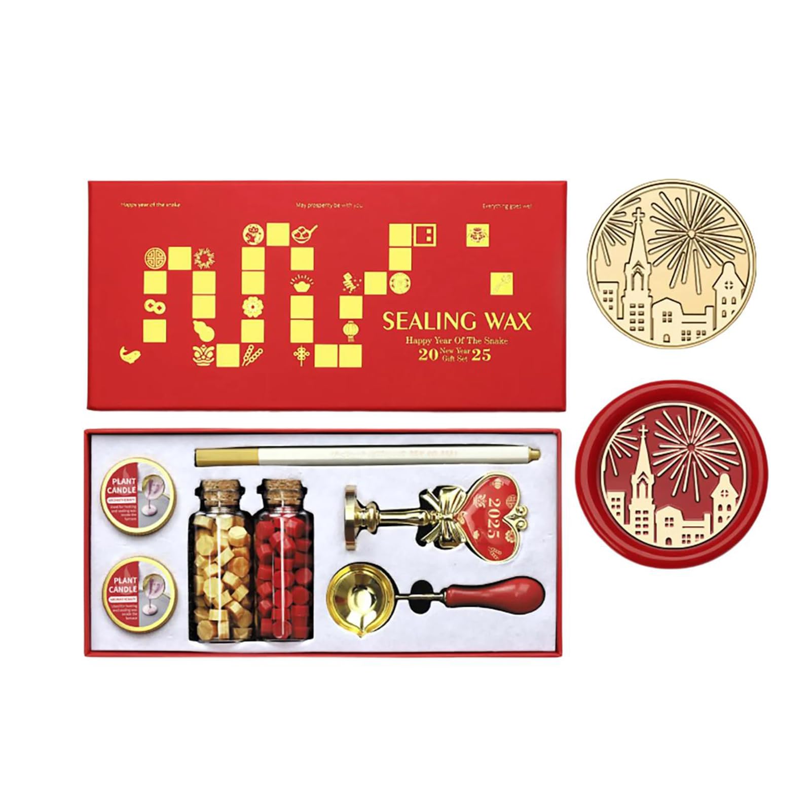 Yhplxyuus Year of the Snake Themed Seal Stamp Seal Beads Melting Spoon and Set for Envelope Card Party Invitation Decorative Envelope