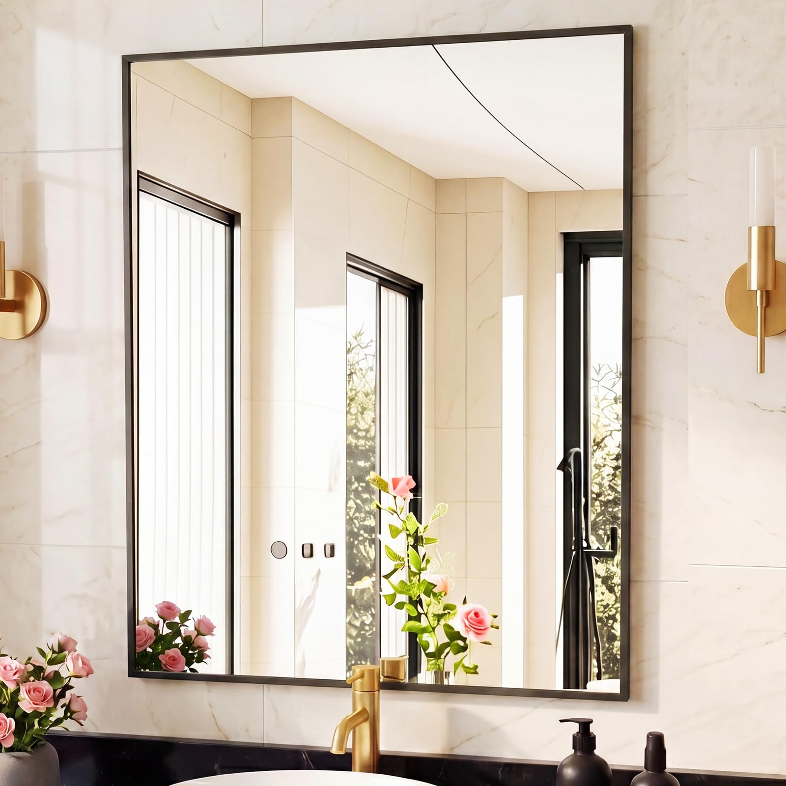 Sweetcrispy Bathroom Mirror, 30" x 36" Rectangle Wall Mount Mirrors
