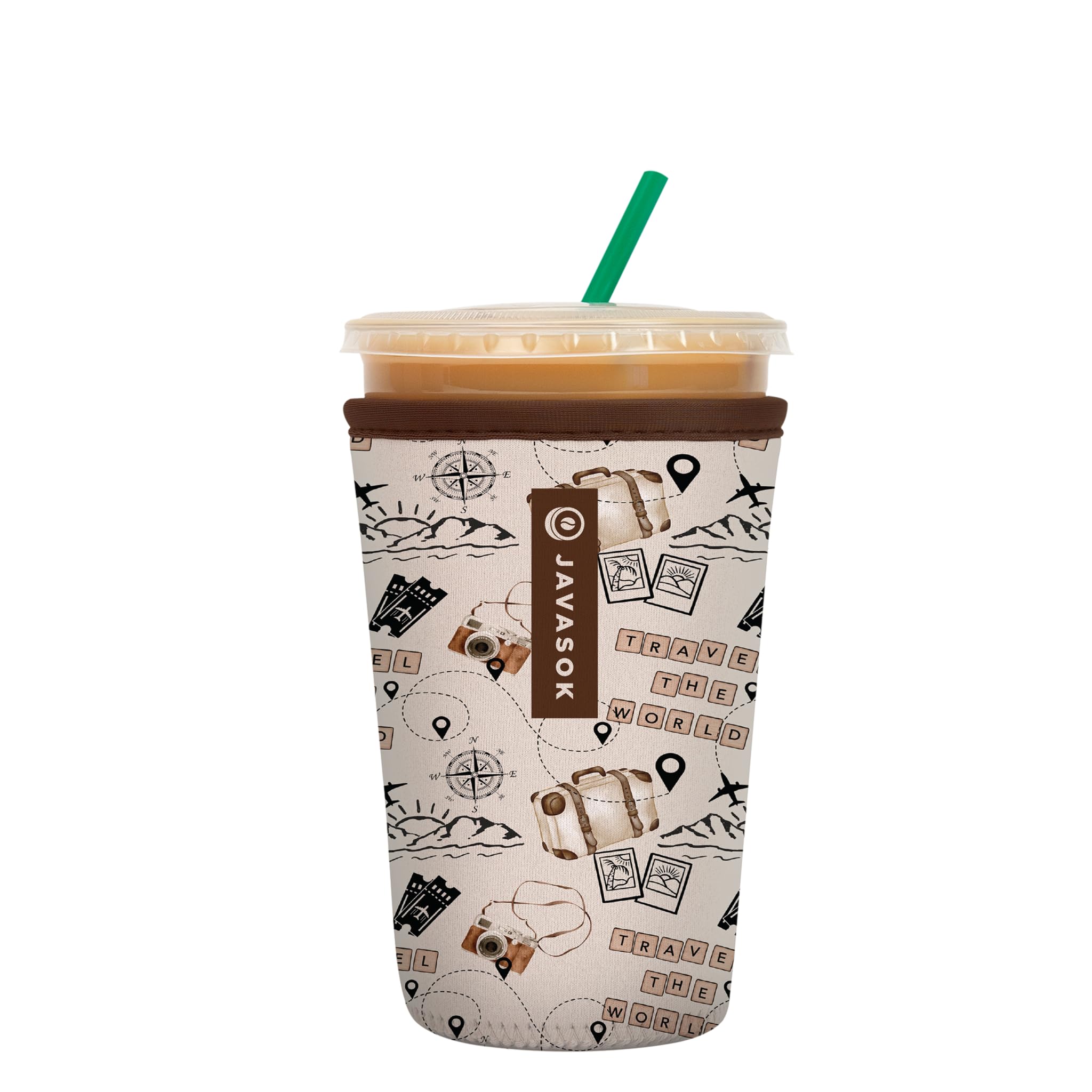 Sok It JavaSok Iced Coffee &amp; Cold Soda Insulated Neoprene Cup Sleeve (The Scenic Route, Medium: 22-28oz)