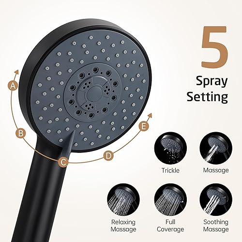 Miniatura 3 de KES Soporte de cabezal de ducha ajustable con combo de barra deslizante, cabezal de ducha de mano con manguera, kit de ducha de mano de 5 funciones