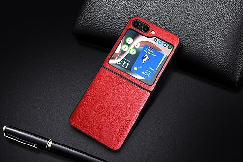 Miniatura 3 de AIORIA Funda para Samsung Galaxy Z Flip5 6.7 "Pantalla Premium PU Cuero Cubierta Retro Diseño de Negocios Funda Protectora Completa para Samsung