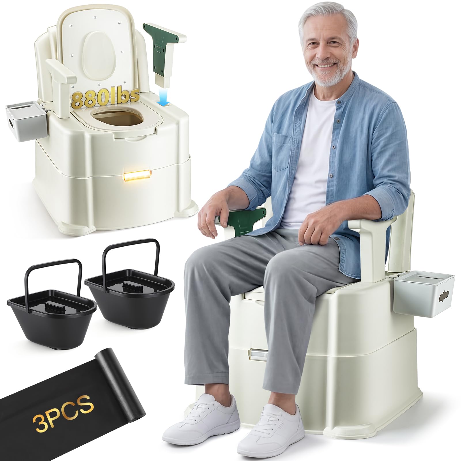 Amazon.com: Hybodies Bedside Commode, Portable Toilet for Adults