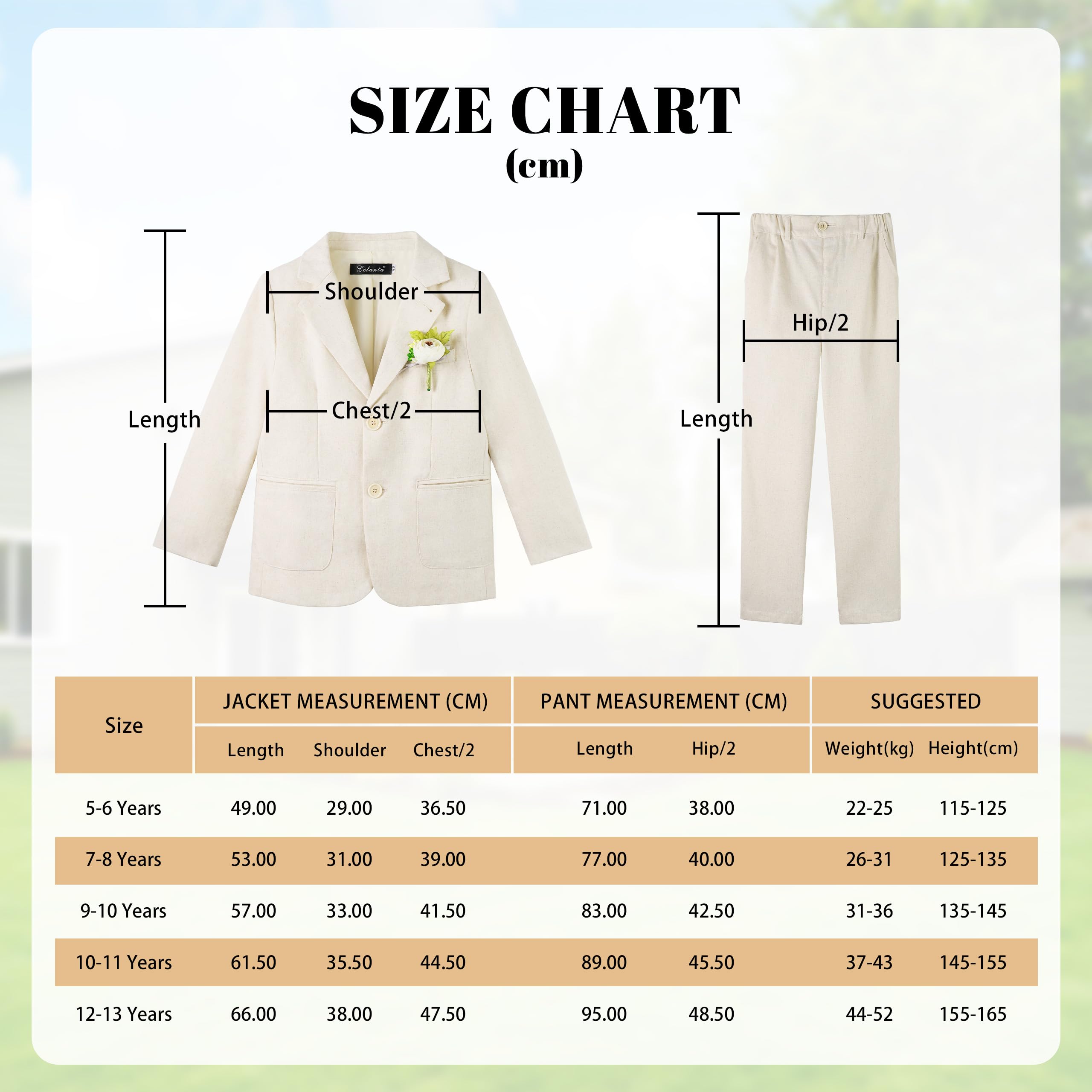 LOLANTA 2 Pièces Costume Mariage Garçon en Lin, Ensemble Veste Cintrée et Pantalon Costume Formel Enfant pour Baptême, Cérémonie, Bal, Fête d'anniversaire, Tenue de Page Élégante