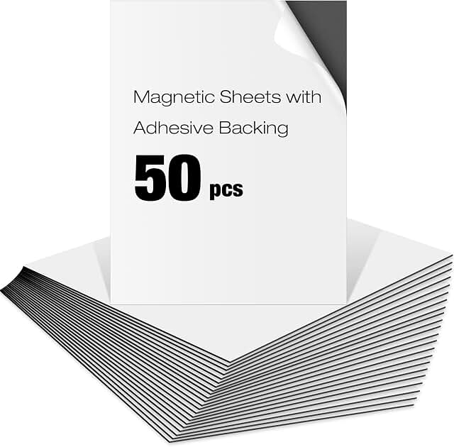 Xuhal 50 Pcs Magnetic Adhesive Sheets 8 x 10 Inch Flexible Magnetic Shee...