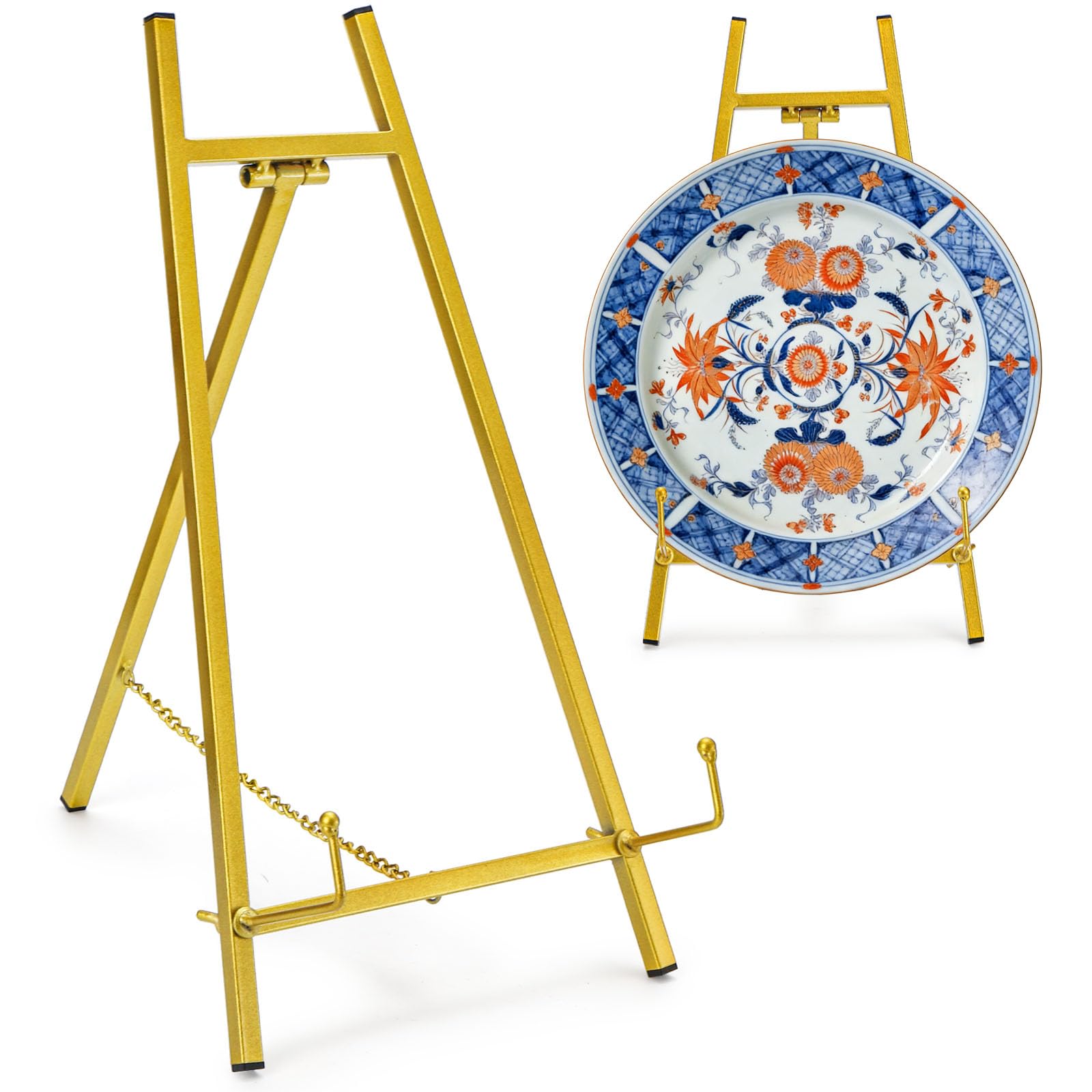 WRINGKIT Gold Tabletop Easel Stand, 16.5" Metal Picture Art Stand