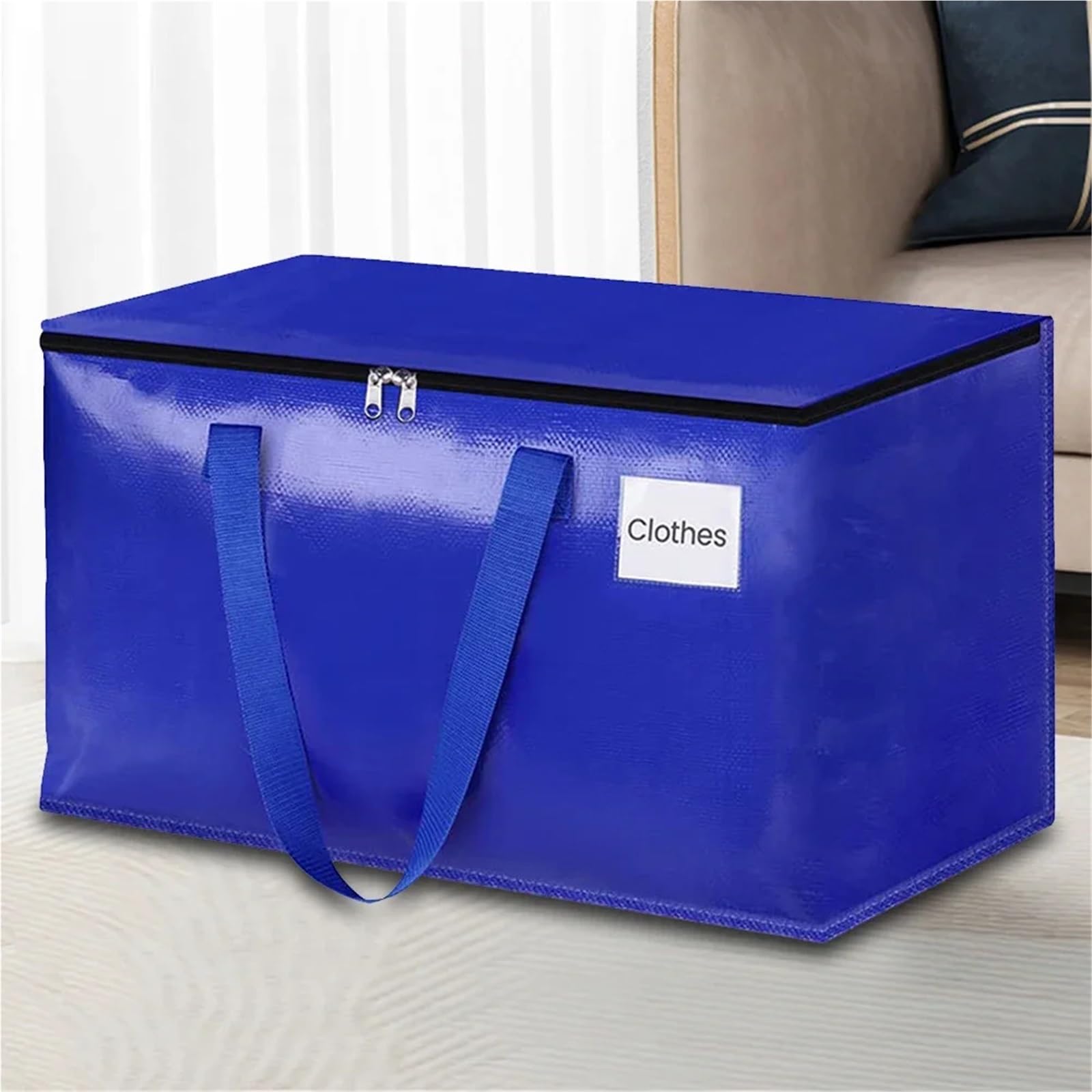 Bolsas de mudanza 90L con cremalleras y asas Cajas Bolsa embalaje almacenamiento resistente Plegable for Mudanza Almacenamiento para Mudanzas,Viajes(Blue,5PCS)