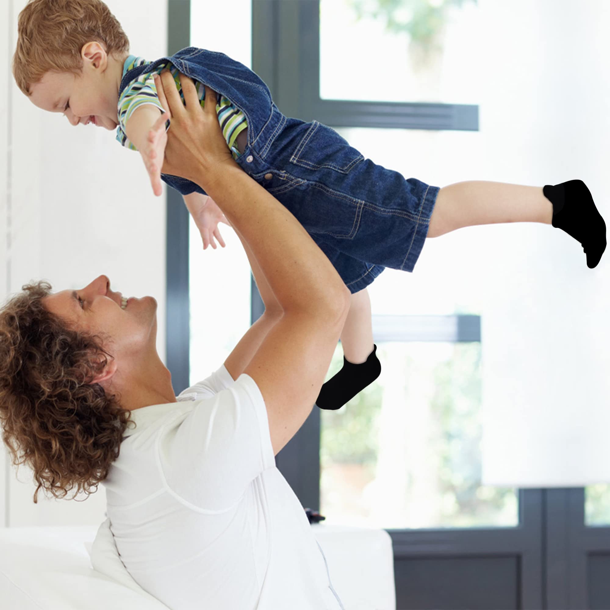 GENTABY Calzini da bambino per scarpe da ginnastica per bambini, 25 paia di calzini per bambini neri grigi bianchi taglia 19-38 età (1-14 anni), Nero e grigio., 27-30