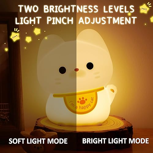 Miniatura 3 de Ammonite Regalo de gato para niñas, luz nocturna de guardería, bonita lámpara de gato de silicona para niños, luz nocturna de silicona suave para