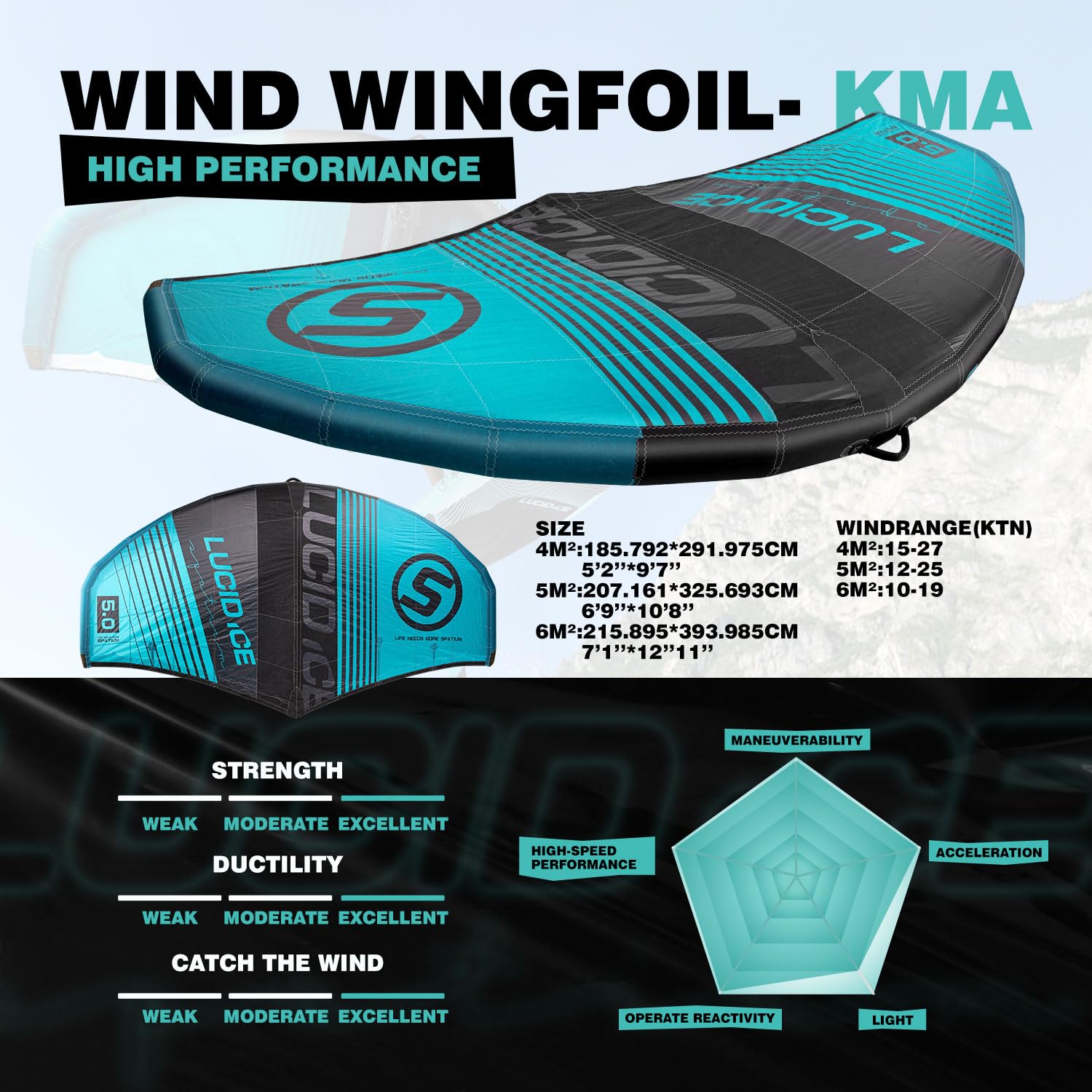 Spatium Tavola da surf gonfiabile, idrofoil gonfiabile, ala gonfiabile, ala da surf gonfiabile, Foil Wing Kite Wind Wingfoil con idrofoil