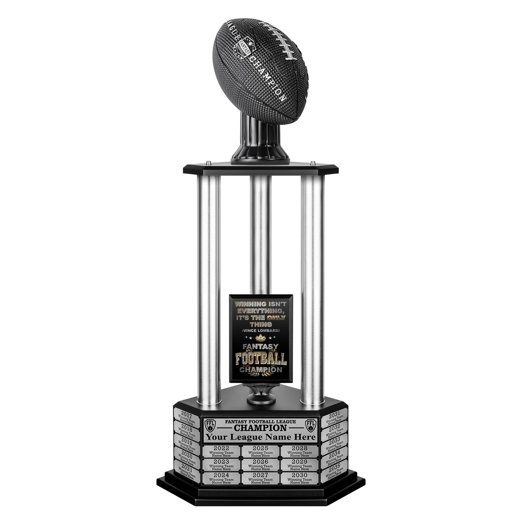 TrophySmack 19-Year Perpetual Fantasy Football Trophy, Custom Engraved