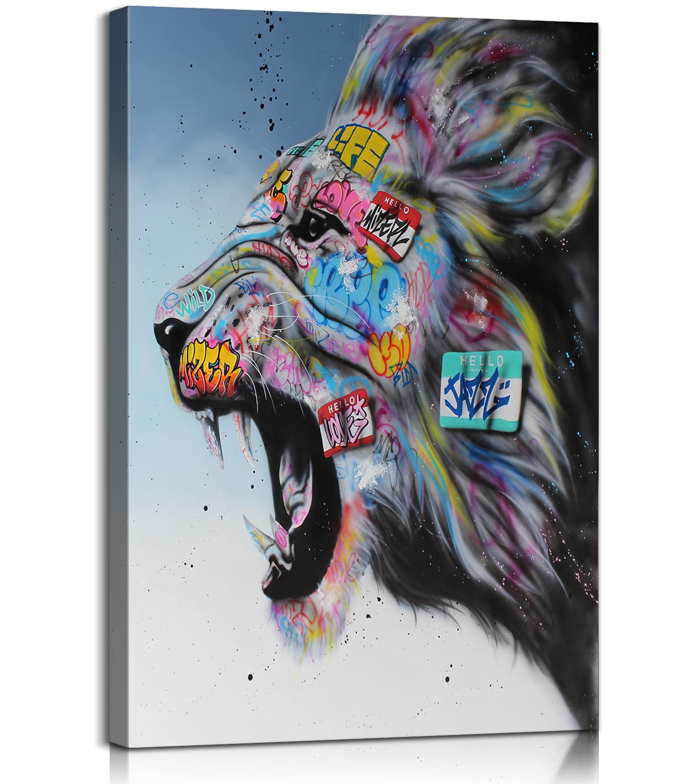 Amazon.com: Lion Graffiti Canvas Wall Art Lion Wall Art Colorful