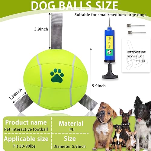 Miniatura 2 de Pelota de perro de 6 pulgadas, 1 paquete de pelotas de tenis interactivas para perros para tira y afloja y juego acuático, pelotas de pastoreo para