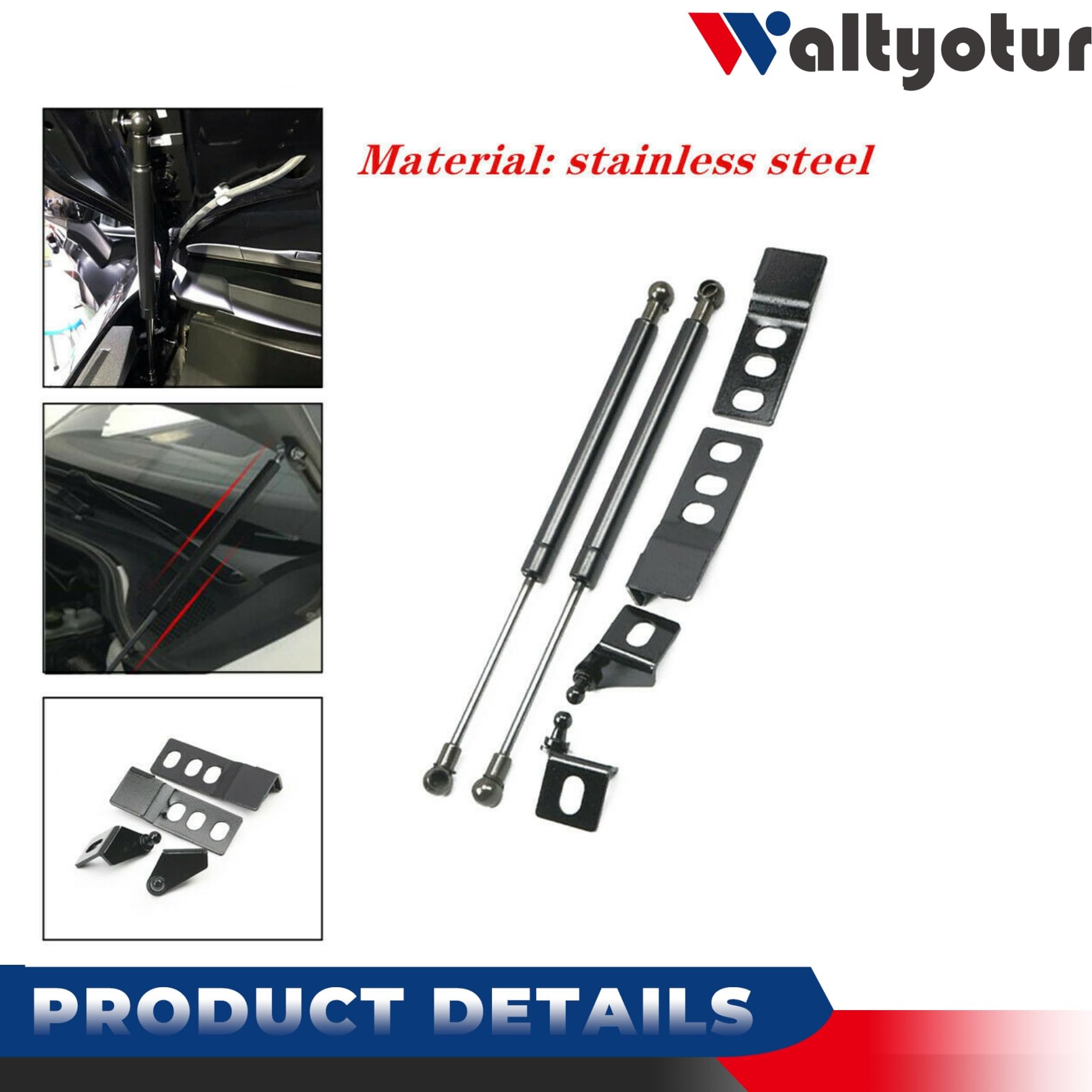 2 PCS Engine Hood Lift Support Shock Strut For RAV4 2019-2020 - Stainless Steel Replacement Dampers