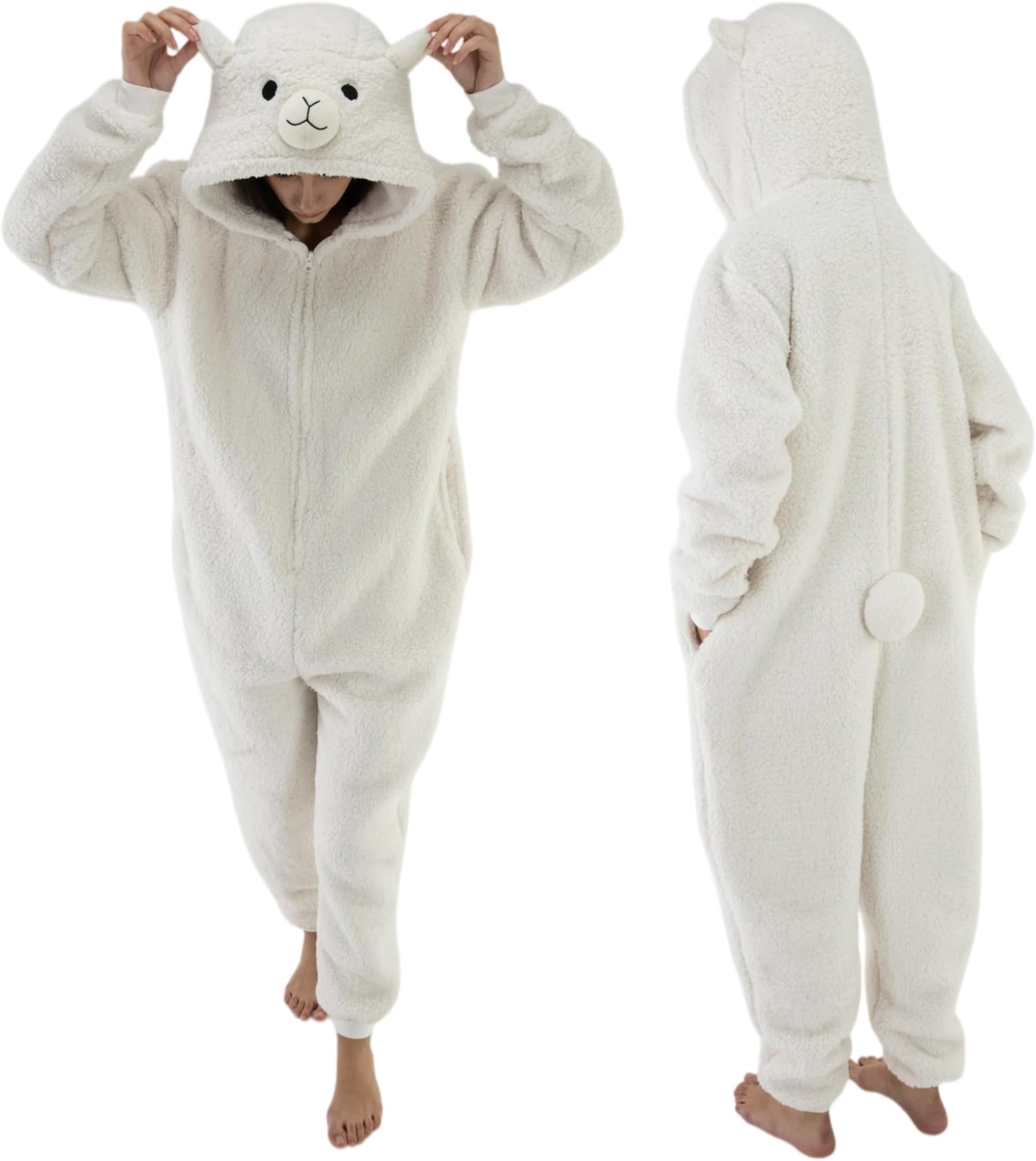 Snug Fit Unisex Adult Onesie Pajamas, Flannel Cosplay Animal One Piece Halloween Costume Sleepwear Homewear