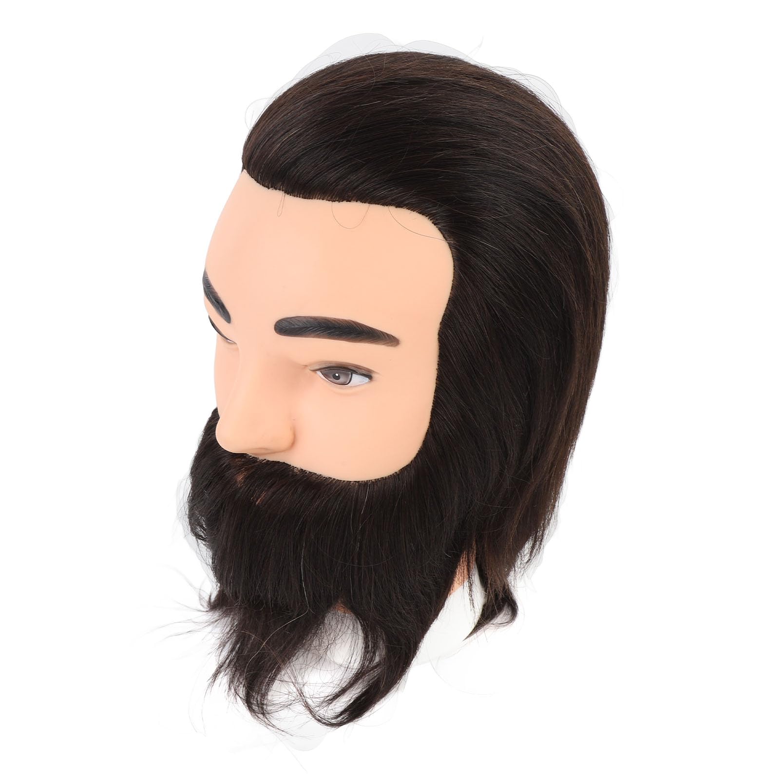 Männlicher Schaufensterkopf mit Bart, Friseur-Übungskopf für das Training im Haarstyling, realistischer Friseur‑Trainingskopf aus Harz/PVC mit natürlichen Gesichtsbehaarung für