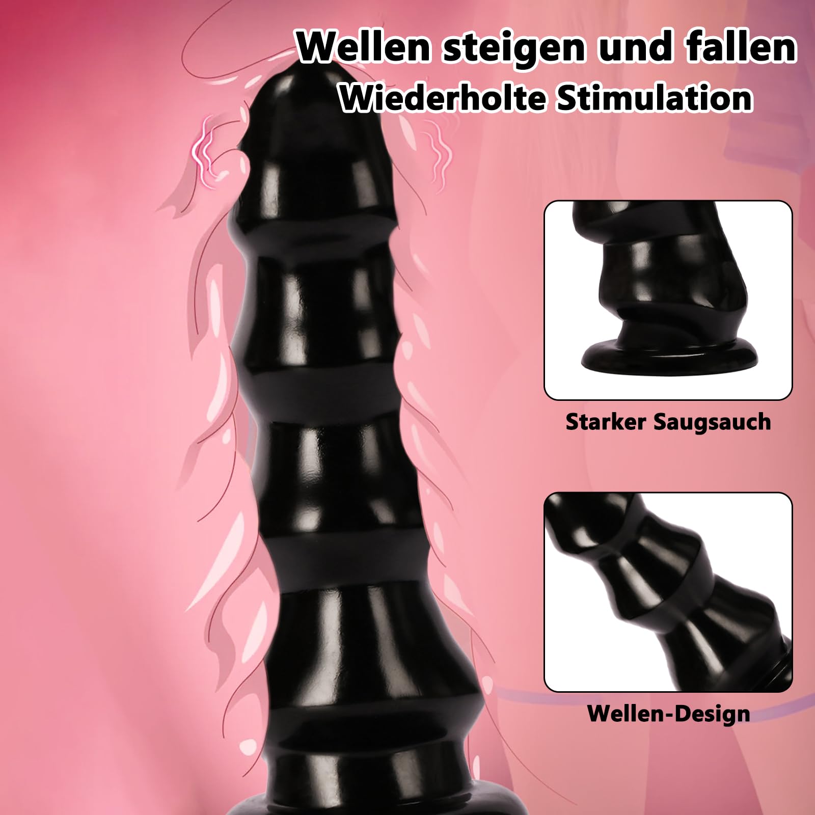 BDSMAGE Grande Dildo Anale Perle anali con Ventosa, Giocattolo Sessuale Dilatatore Anale per Donne e Uomini, Masturbatore Sex Toy Butt Plug giocattoli anali (L)