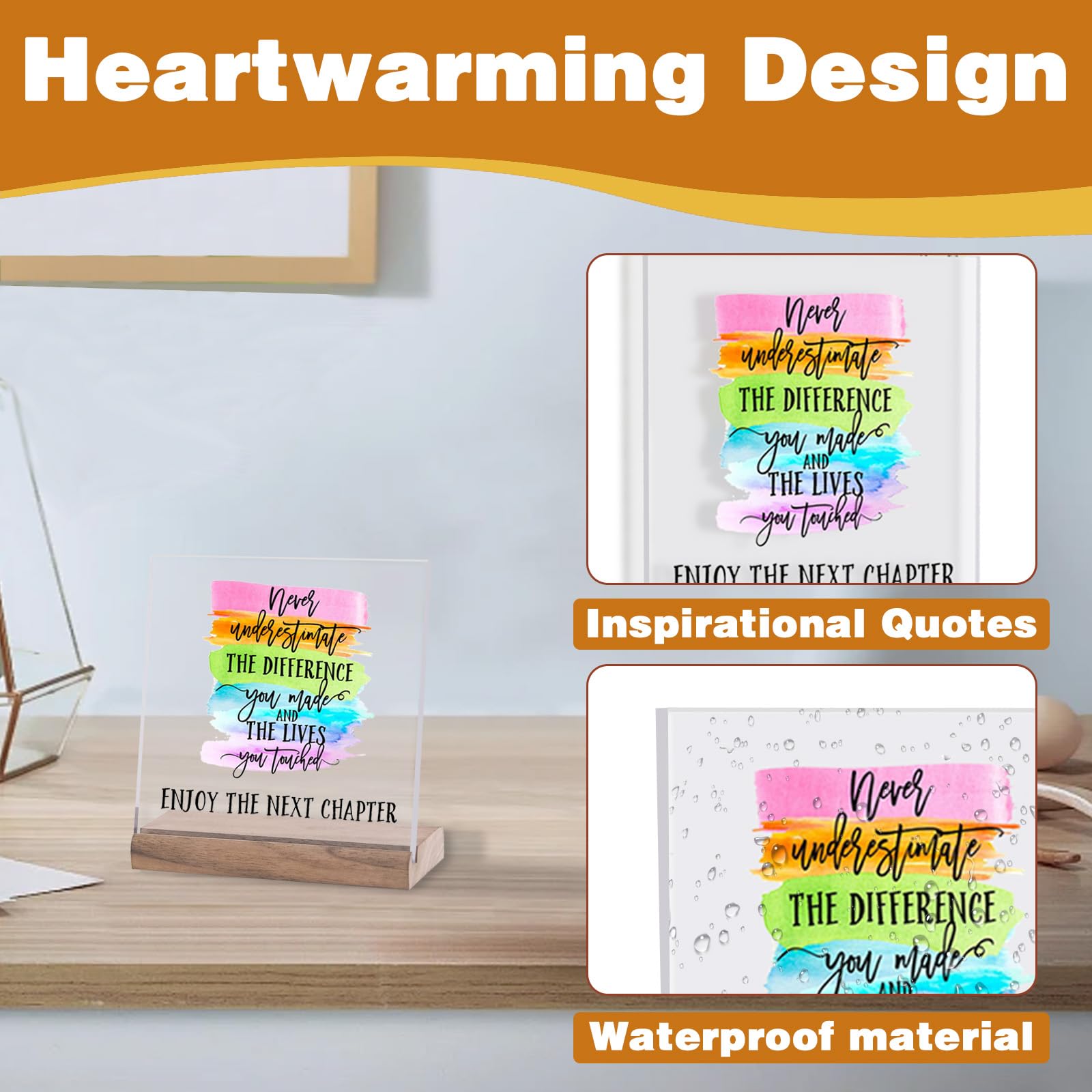 Donmnemb Acrylic Inspirational Desk Decorations, Farewell Decorations Party for Coworker Going Away Gifts for Women (Style4) - Image 4
