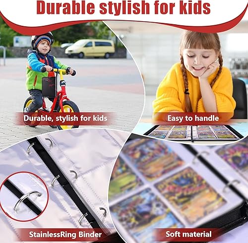 Miniatura 4 de Foboull Carpeta de tarjetas intercambiables, soporte para libro de tarjetas con 4 bolsillos para tarjetas de juego y tarjetas de intercambio