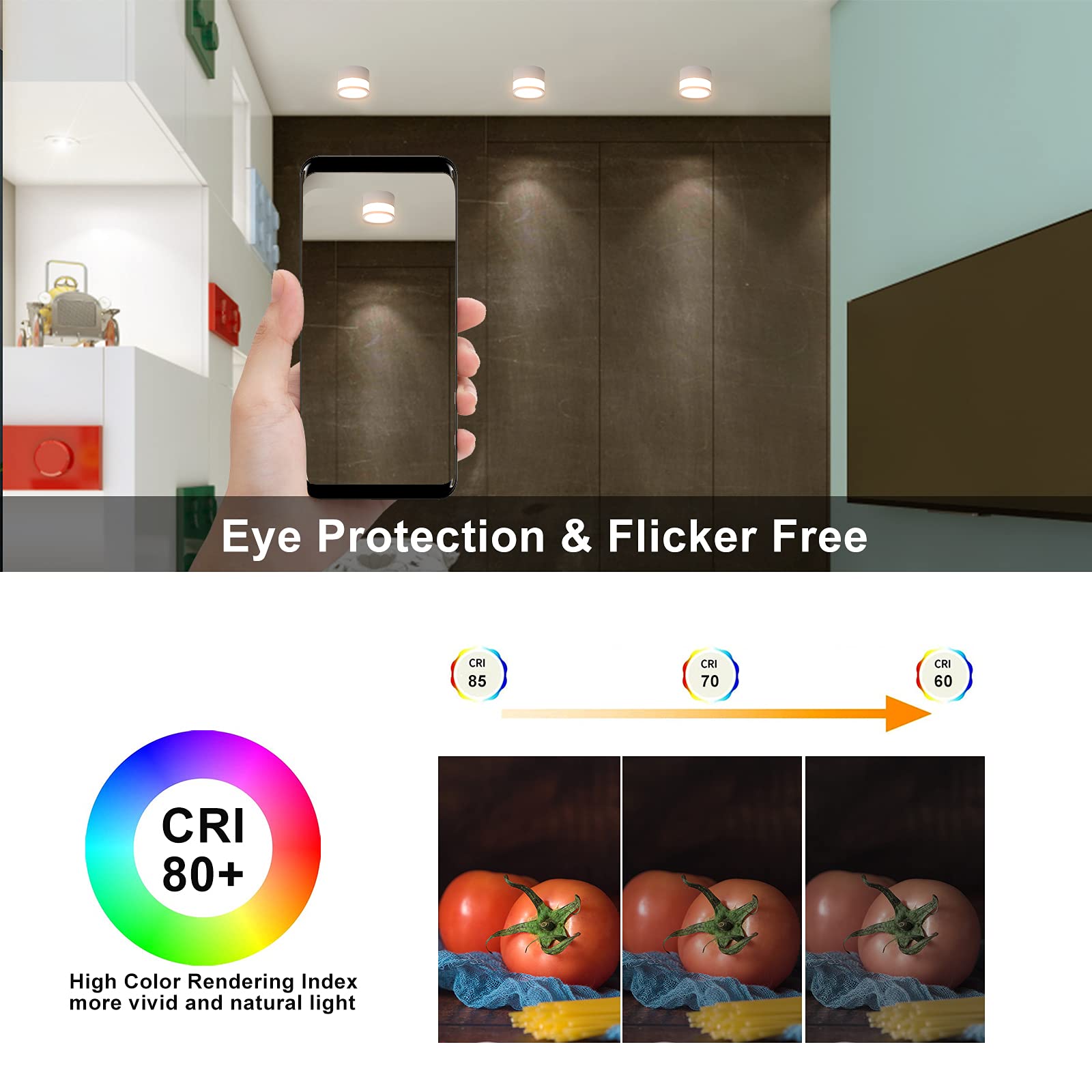 Plafonnier LED Spot 12W 3000K Lot de 4 Blanc Plafonnier Salon Aluminium Ø10cm 230V Luminaire Spots pour Couloir Chambre Salle à Manger Cuisine
