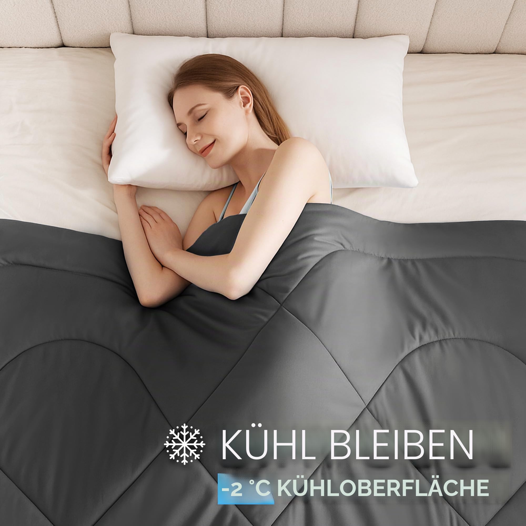 Deodar Kühldecke, Sommerdecke, Waffelgitter, doppelseitig + Eisseide, 2-in-1, leicht, selbstkühlend, für Schlaf, Dunkelgrau, 150 x 200 cm