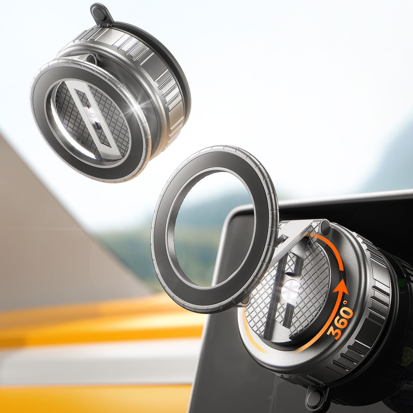 MRGLAS 2025 Upgraded 360° Rotation Vacuum Magnetic Phone Holder Stand,for Magsafe Suction Cup Phone Mount [109+LBS Strongest Suction & Magnetic] Adjustable Swivel Lock, for Your Car/Gym/Mirror/Kitchen