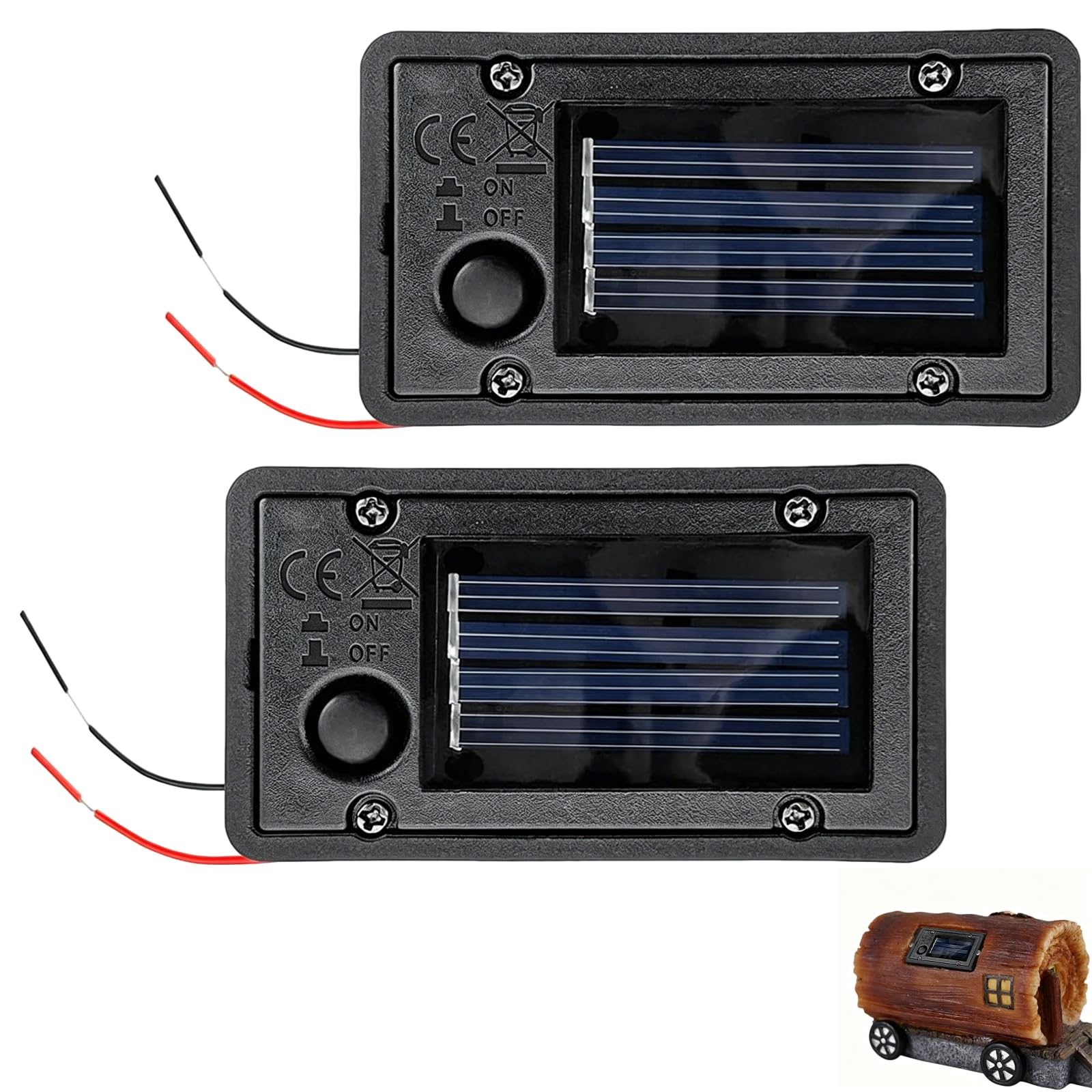 Solar Light Replacement Top 2 Pack Battery Box with LED Solar Panel and Built in AA 600mAh Battery for Outdoor Hanging Lantern Garden Lights Black
