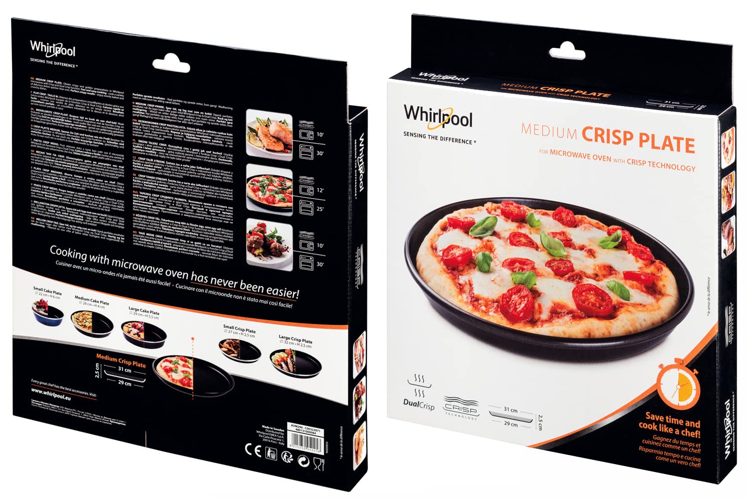 Kit Piatto Crisp Per Microonde Whirlpool - &Oslash;29cm Con Maniglia + EBook 20 Ricette - Cottura Croccante Senza Forno