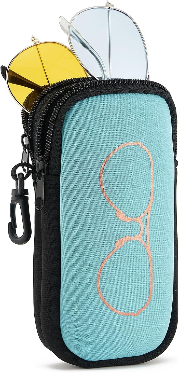 WOZEAH Double Eyeglass Case with 2 Compartments, Travel Eyewear Organizer for Two Pairs of Glasses