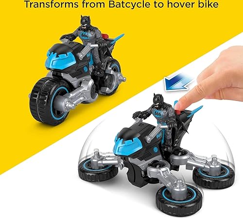 Miniatura 3 de Imaginext DC Super Friends - Motocicleta de juguete de Batman con lanzador y figura posable para juegos de simulación preescolar bat-tech batycle