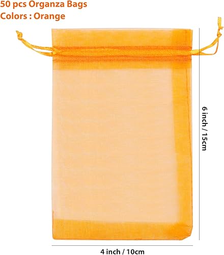 Miniatura 9 de ANZNKU Paquete de 50 bolsas de organza de 4 x 6 pulgadas, bolsas transparentes de alta calidad con cordón para dulces, joyas, fiestas, bodas, bolsas