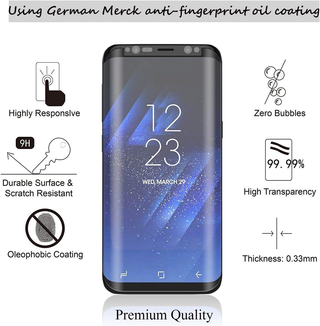 Snorain NTECeaq Samsung Galaxy Note 9 (2-Pack) Tempered Glass Screen Protector [Force Resistant up to 11 Pounds] [Full Screen Coverage] [Case Friendly] for Samsung Note 9, Beige
