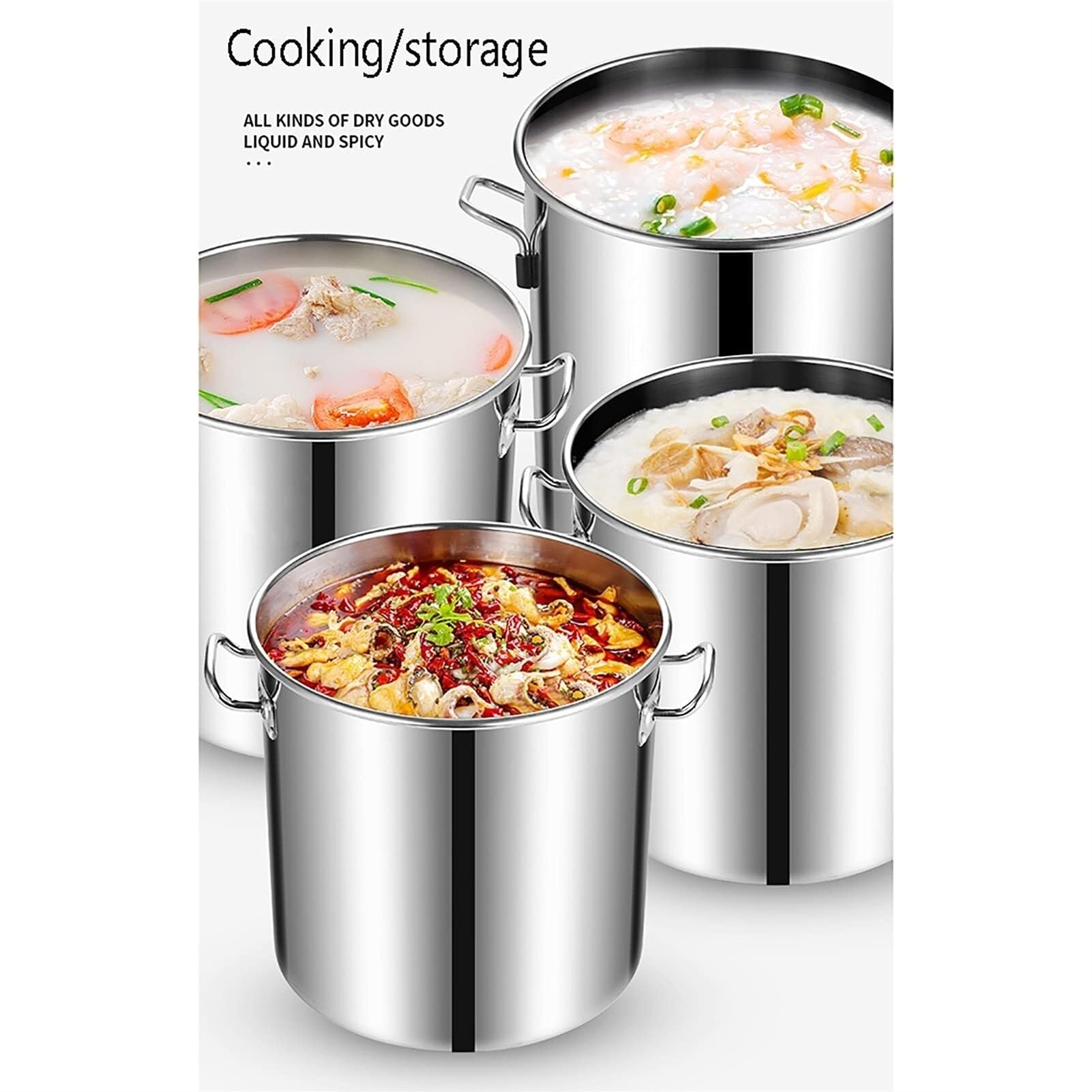 Suppentopf aus Edelstahl 304 mit Deckel, 30,5 cm und 35,5 cm, langlebiger und sicherer Kochtopf für Suppen, Eintöpfe und Brühen, ideal für den Einsatz zu Hause und in der Gastronomie