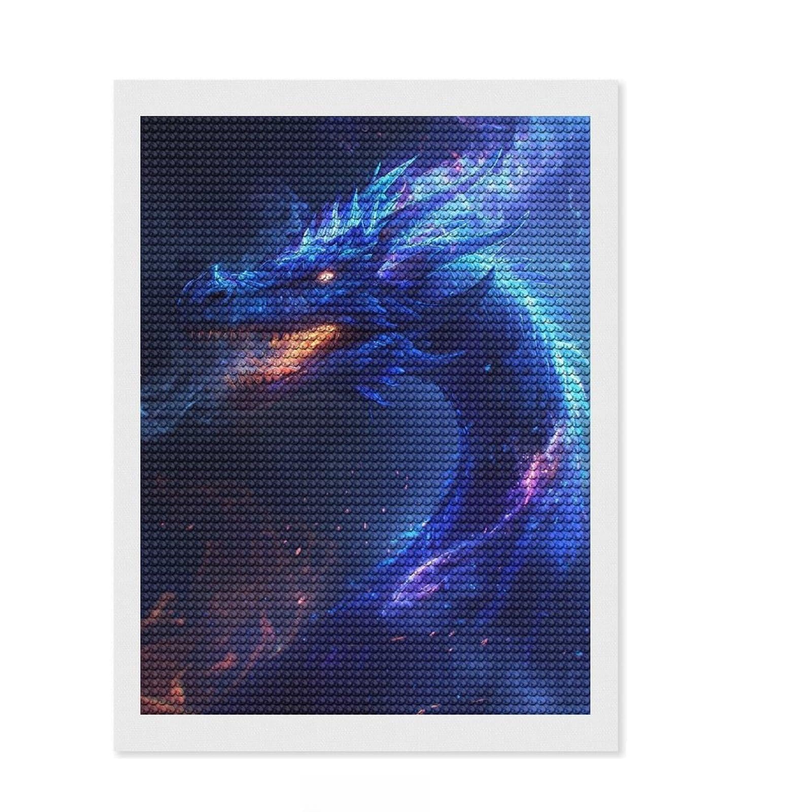 Junmoney Neon Dragon Art DIY Diamond Art Canvas Kit 12"x16", Enjoyable At-Home Hobby, Creative Leisure Activity, Home Wall Decor