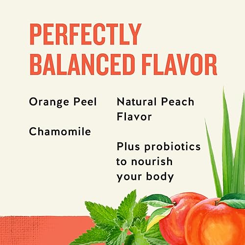 Vista 3 de Celestial Seasonings Peach + Probiotics - Té de hierbas libre de cafeína, 16 bolsas de té, paquete de 6