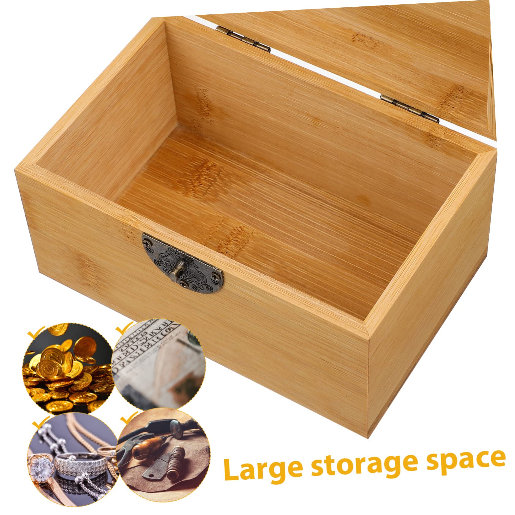 BESPORTBLE Caja De Almacenaje Vintage Cofre con Cerradura Estuche De Alcancía De Bambú