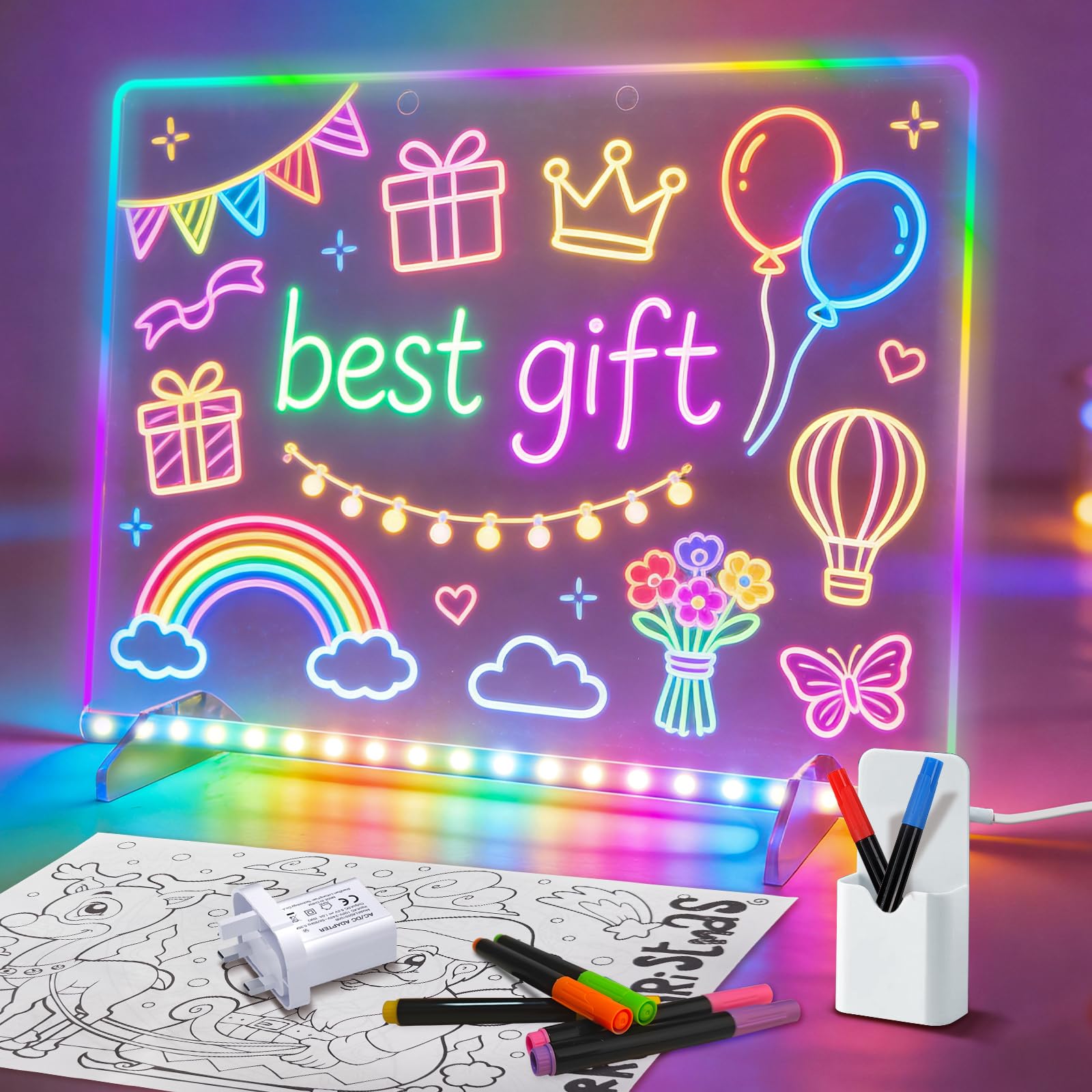 LUPATDY Led-notitiebord met kleuren, lichtgevende led-tekenplank voor