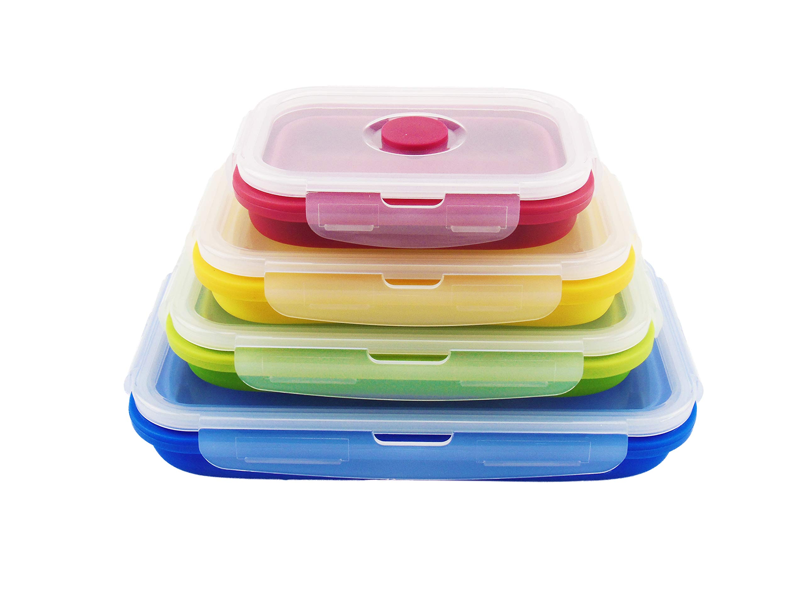 Buy Collapsible Food Storage Containers with Lids, Set of 4 Silicone