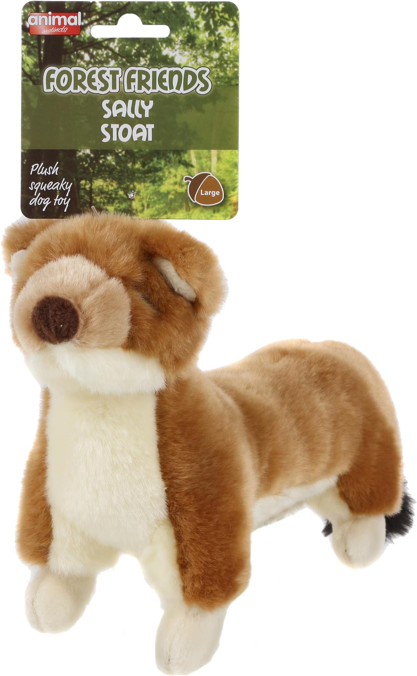 Animal Instincts Forest Friends Plush Squeaky Dog Toy Soft Comfort Puppy Toy Sally Stoat - Large