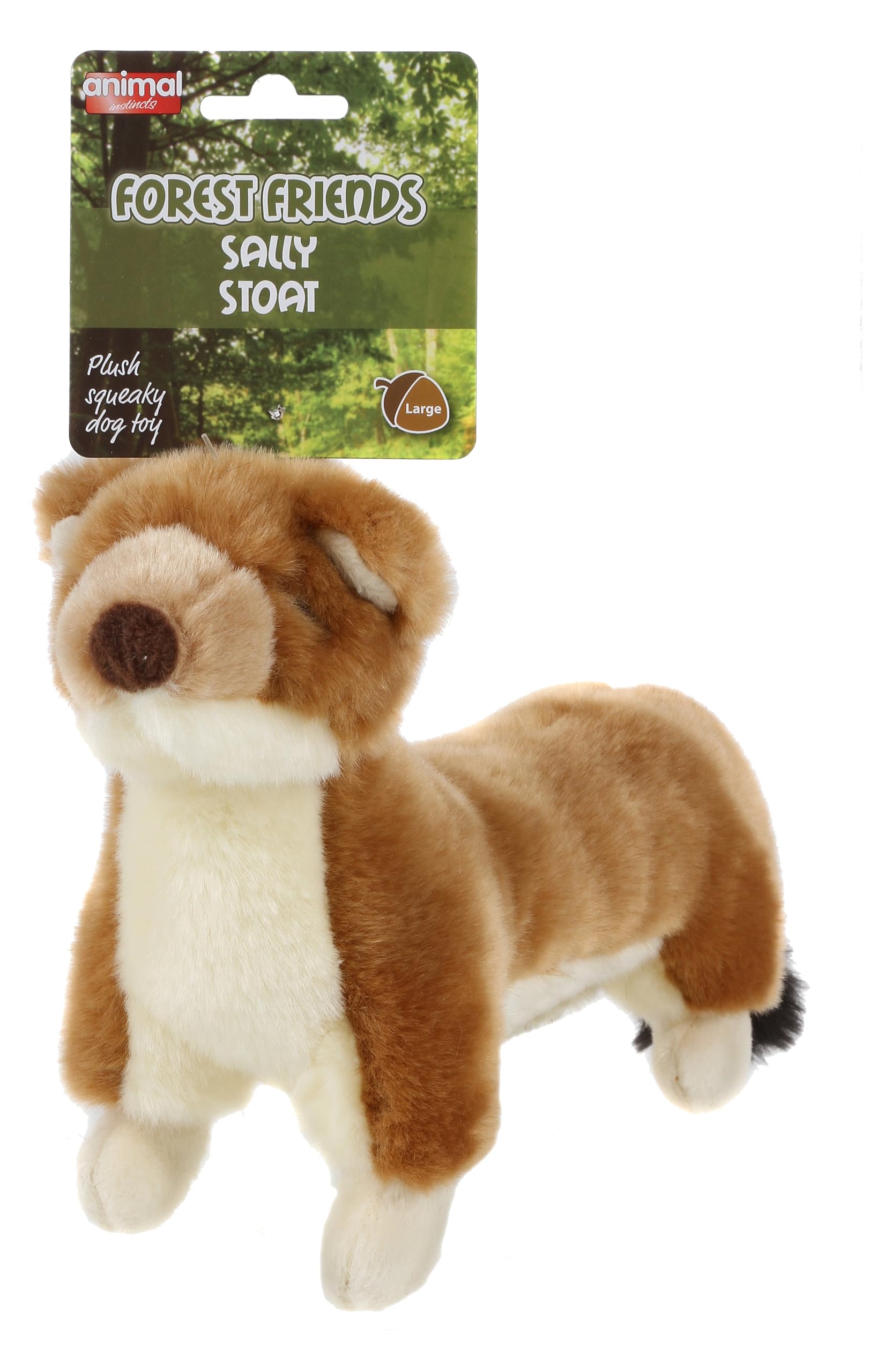 Forest friends Animal Instincts Plush Squeaky Dog Toy Soft Comfort Puppy Toy Sally Stoat - Large