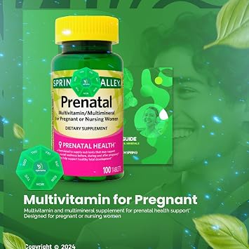 Prenatal Multivitamin/Multimineral 100 Tablets with Bundle Exclusive Vitamins & Minerals - A to Z -Better Ligth&Spring Guide + Weekly Pill Organizer (3 Items)