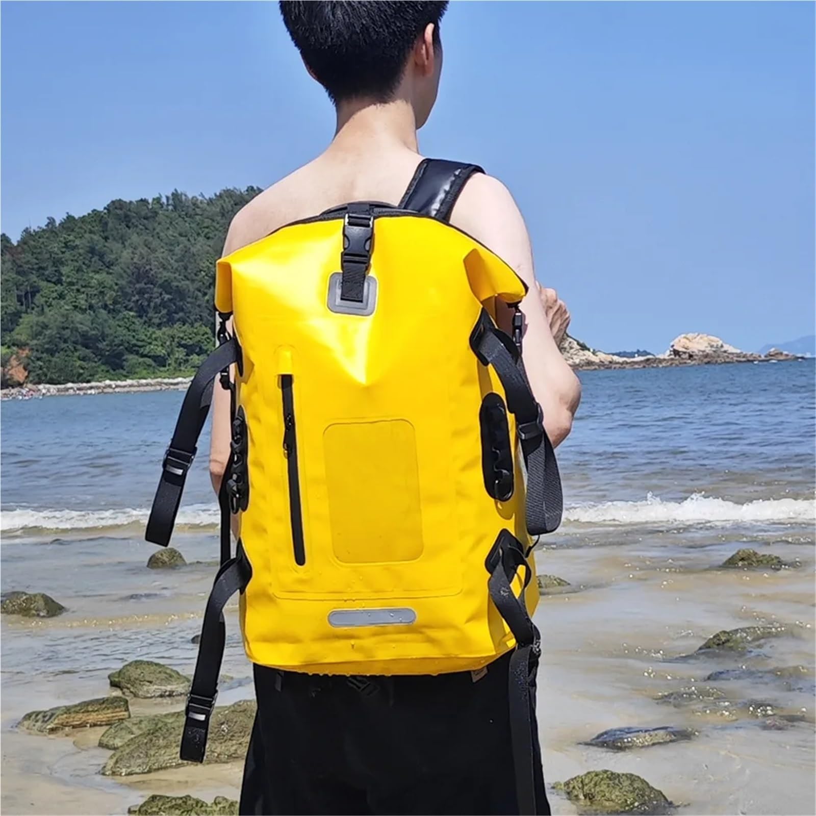Wasserdichter Trockensack Aus PVC, 30 L Großer Wanderrucksack Mit Kapazität, wasserdichte Tasche for Tauchen, Schwimmen Und Nass-Trocken-Trennung FüR Wassersport Wandern Camping(Orange)