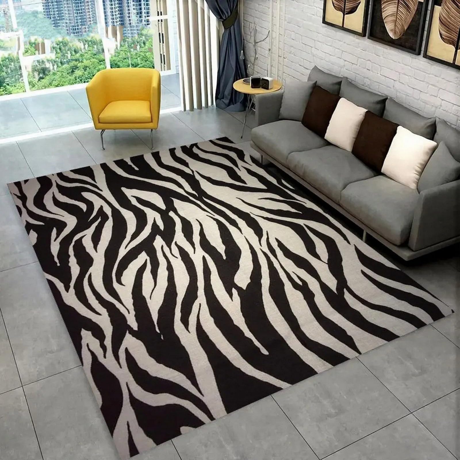 Tapis de sol rayures d'animaux 120x180 cm lavable pour salon