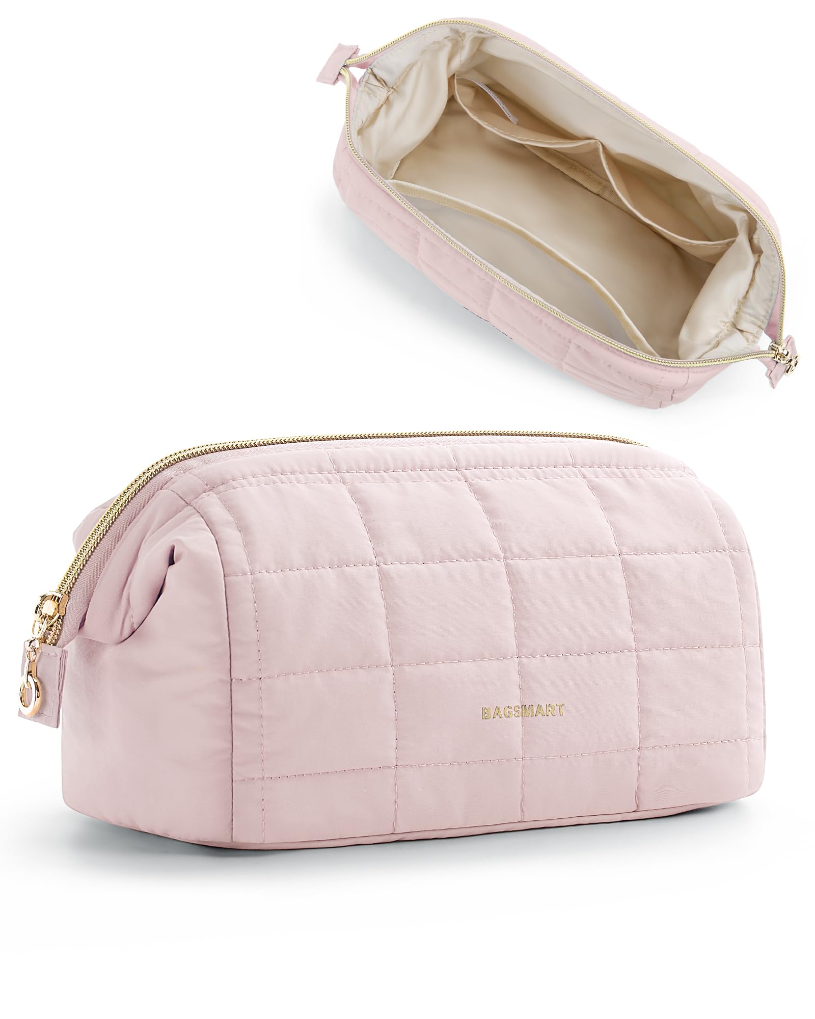 BAGSMART 化粧ポーチ 大容量 メイクポーチ 化粧品収納 トラベル コスメポーチ 持ち運び 多機能 可愛い 化粧ブラシ 大きめ 収納袋 旅行用品メイク収納バッグ 旅行 出張